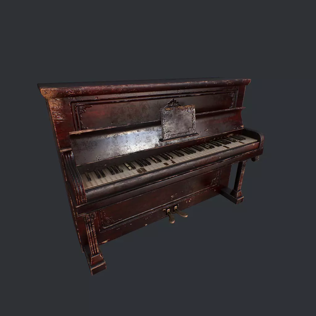 Old Vintage Piano v1 Low-poly 3D model_0