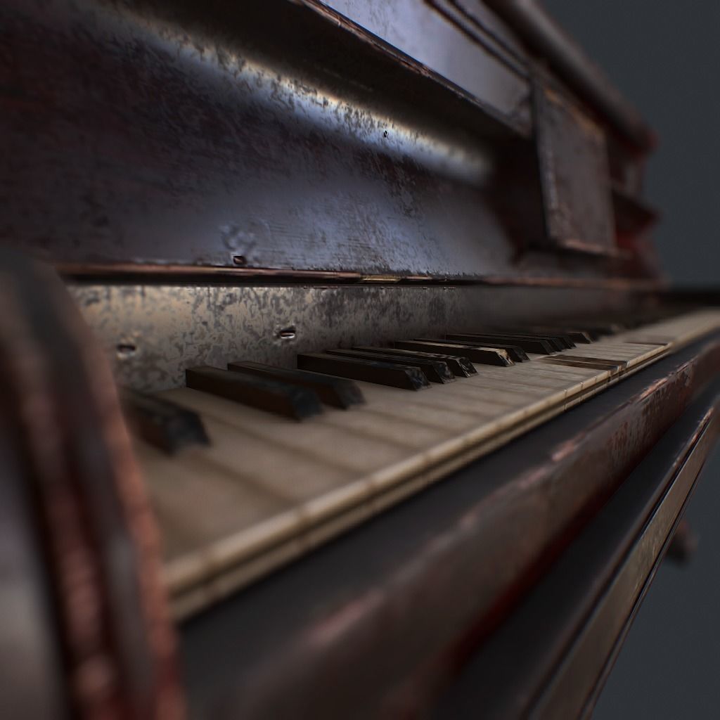 Old Vintage Piano v1 Low-poly 3D model_8