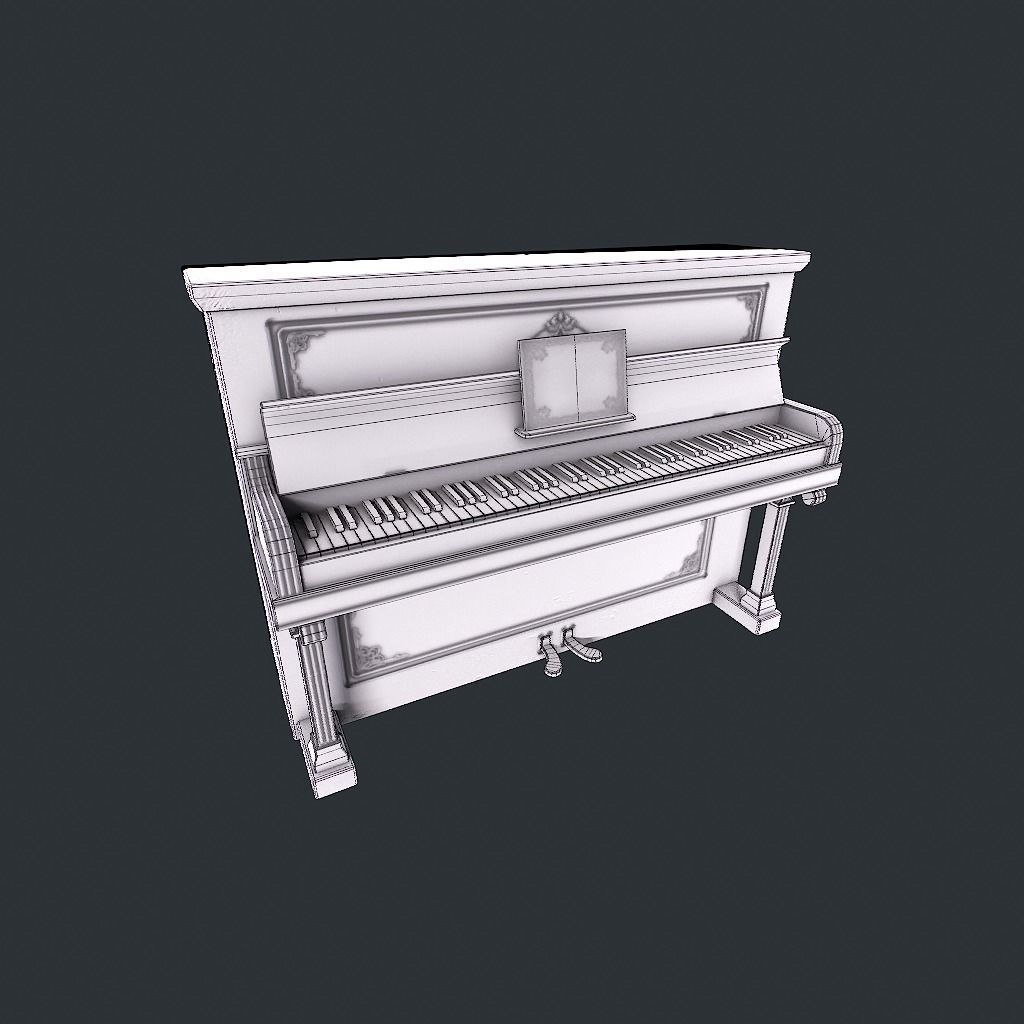 Old Vintage Piano v1 Low-poly 3D model_22