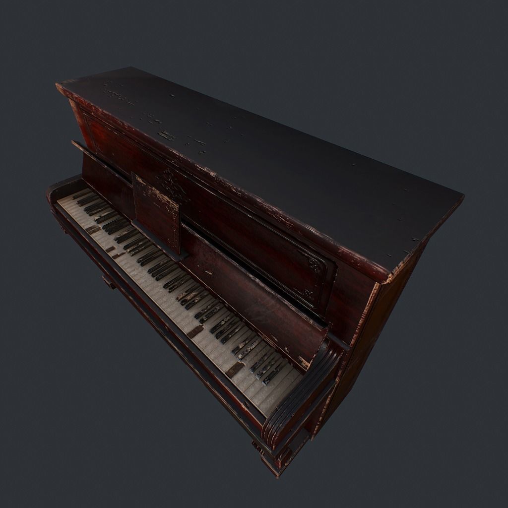Old Vintage Piano v1 Low-poly 3D model_14