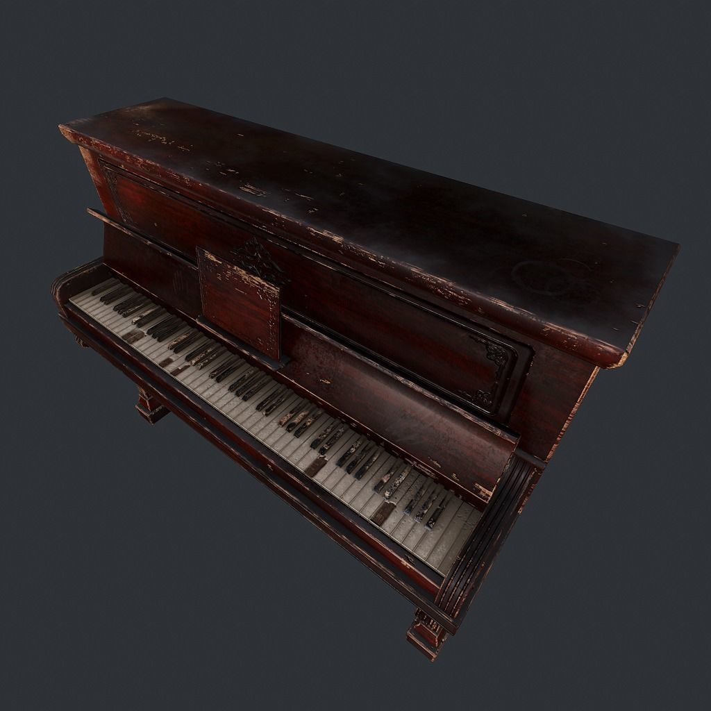Old Vintage Piano v1 Low-poly 3D model_6