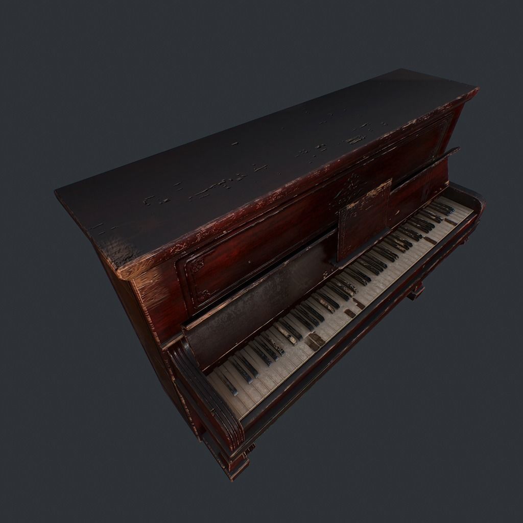 Old Vintage Piano v1 Low-poly 3D model_13