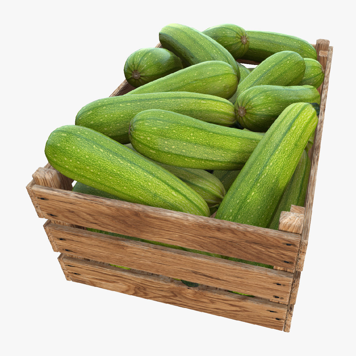 Zucchini in Wooden Crate 3D model Low-poly 3D model_15