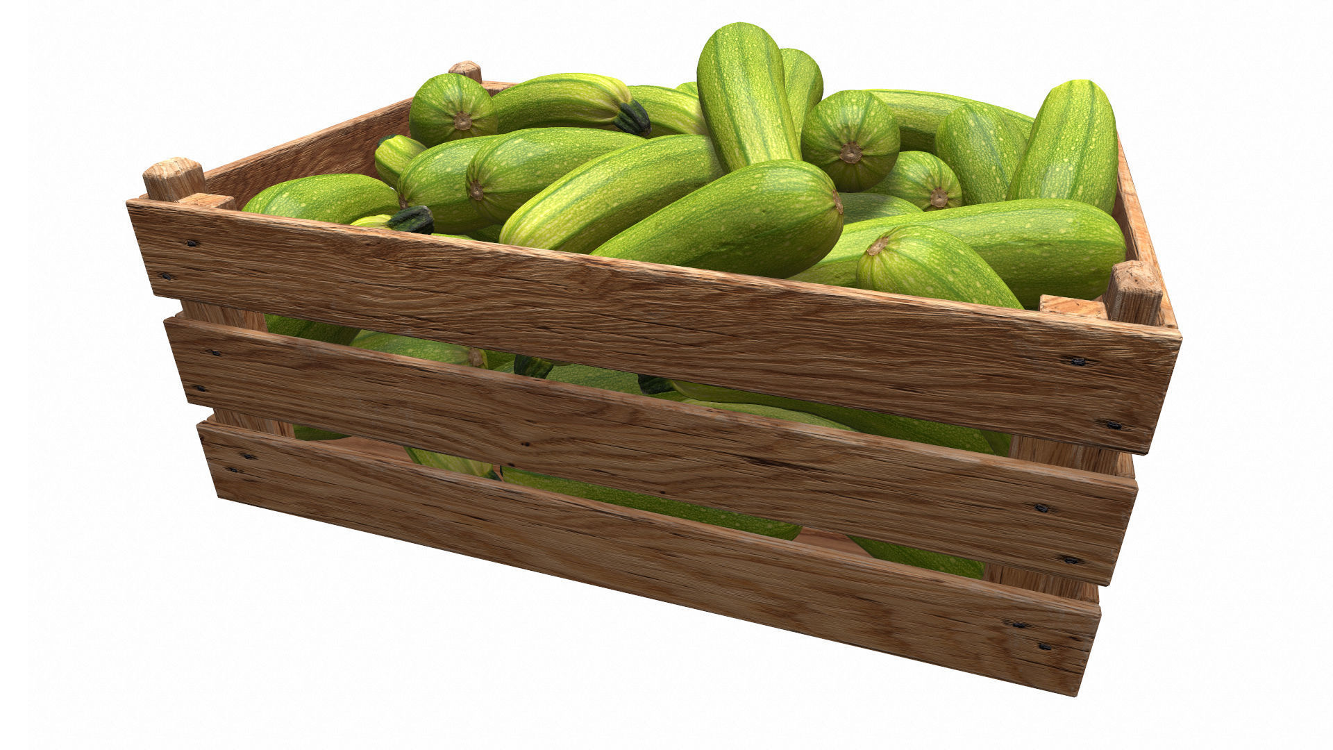 Zucchini in Wooden Crate 3D model Low-poly 3D model_11