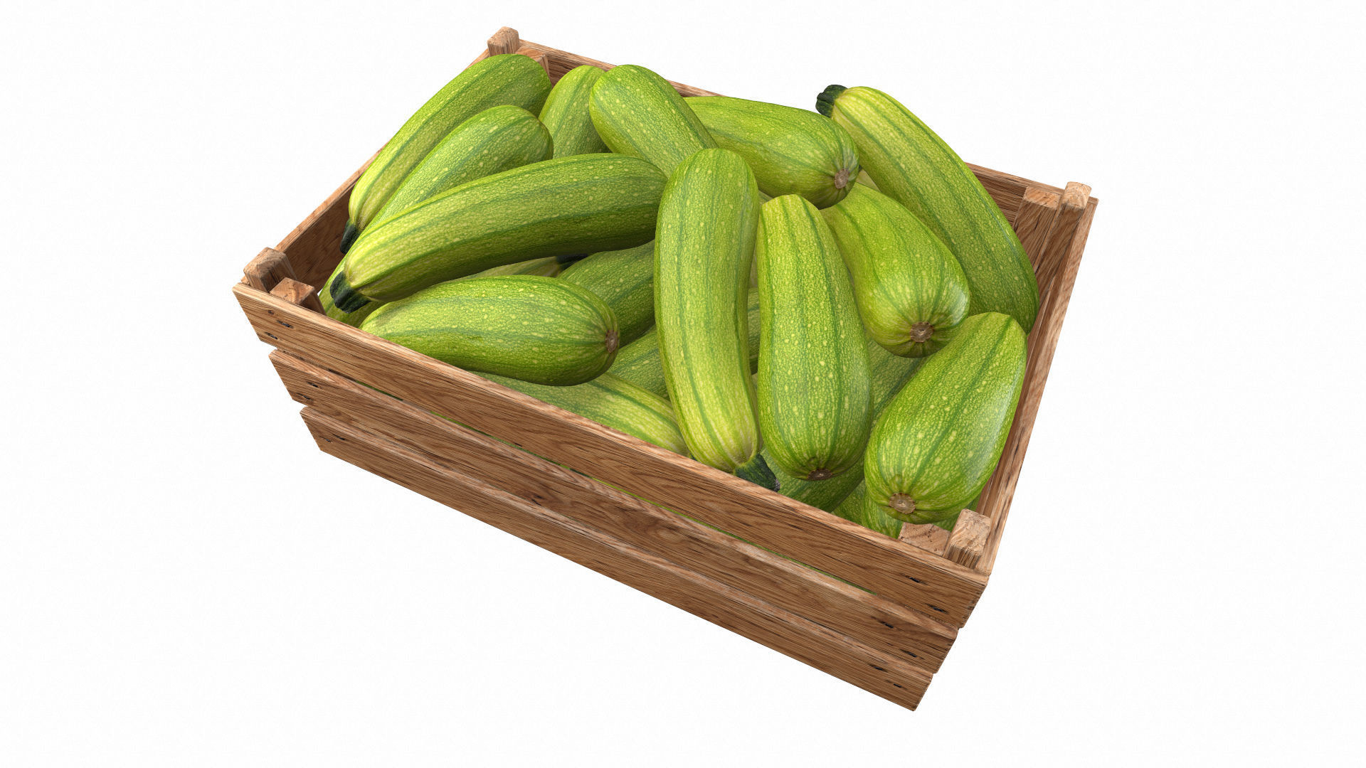 Zucchini in Wooden Crate 3D model Low-poly 3D model_4