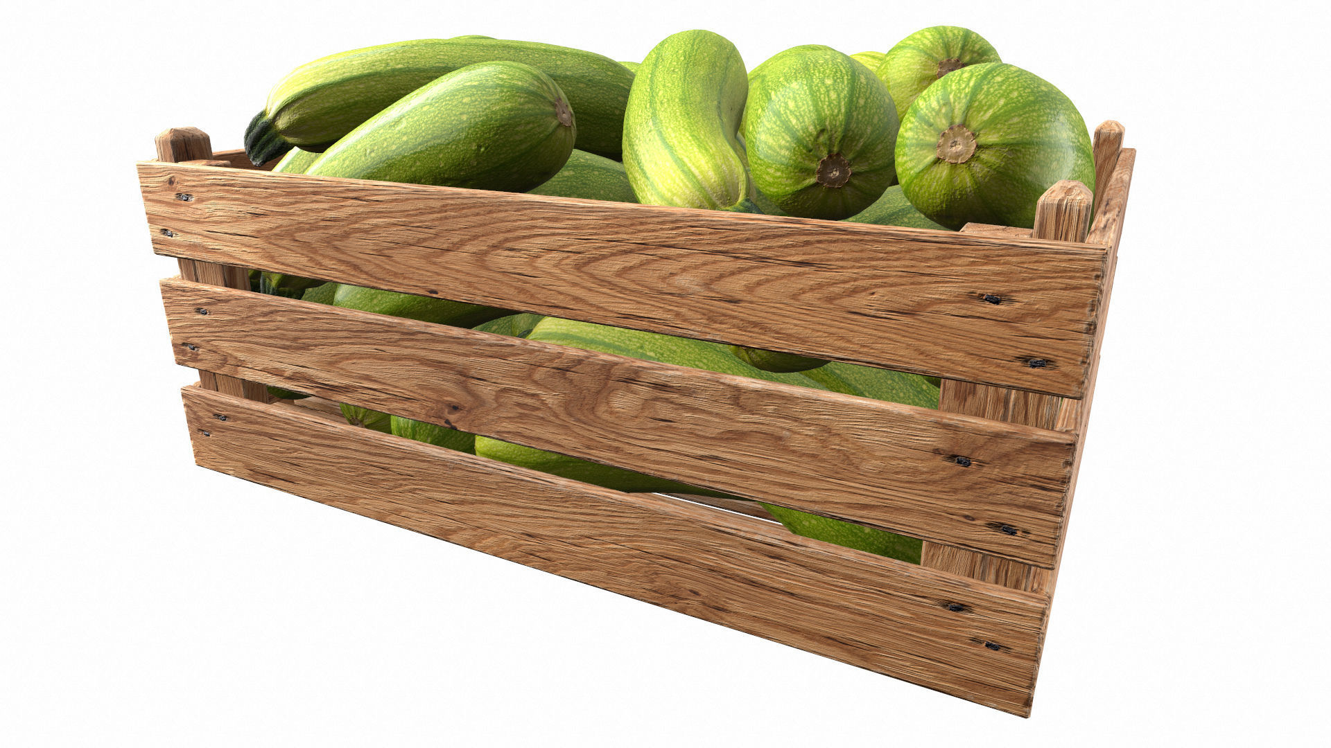 Zucchini in Wooden Crate 3D model Low-poly 3D model_6