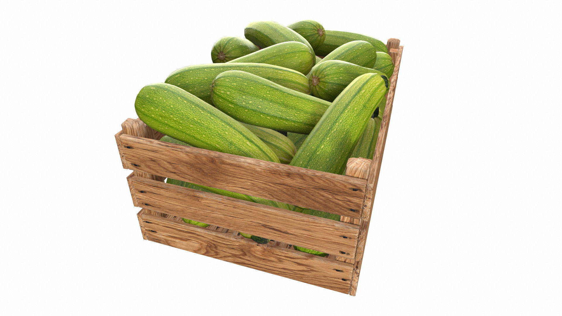 Zucchini in Wooden Crate 3D model Low-poly 3D model_5