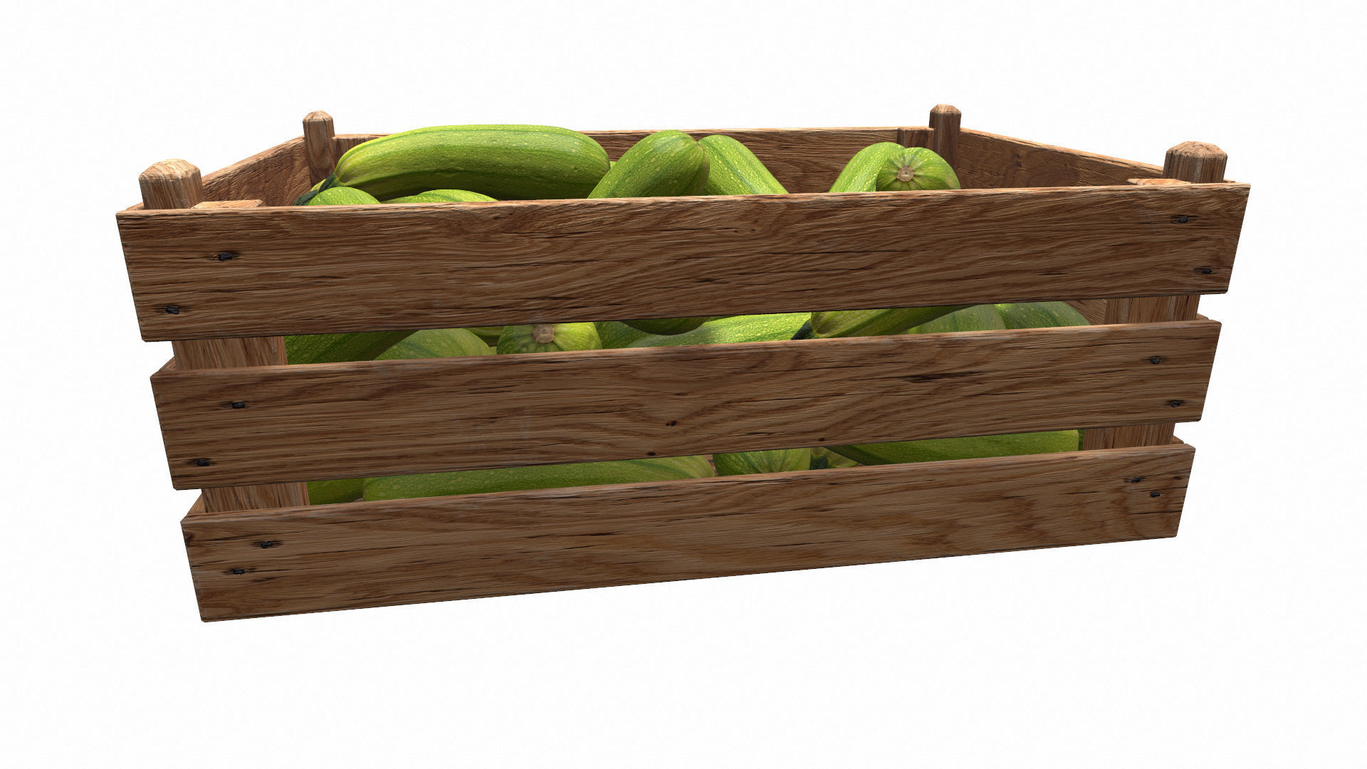 Zucchini in Wooden Crate 3D model Low-poly 3D model_10