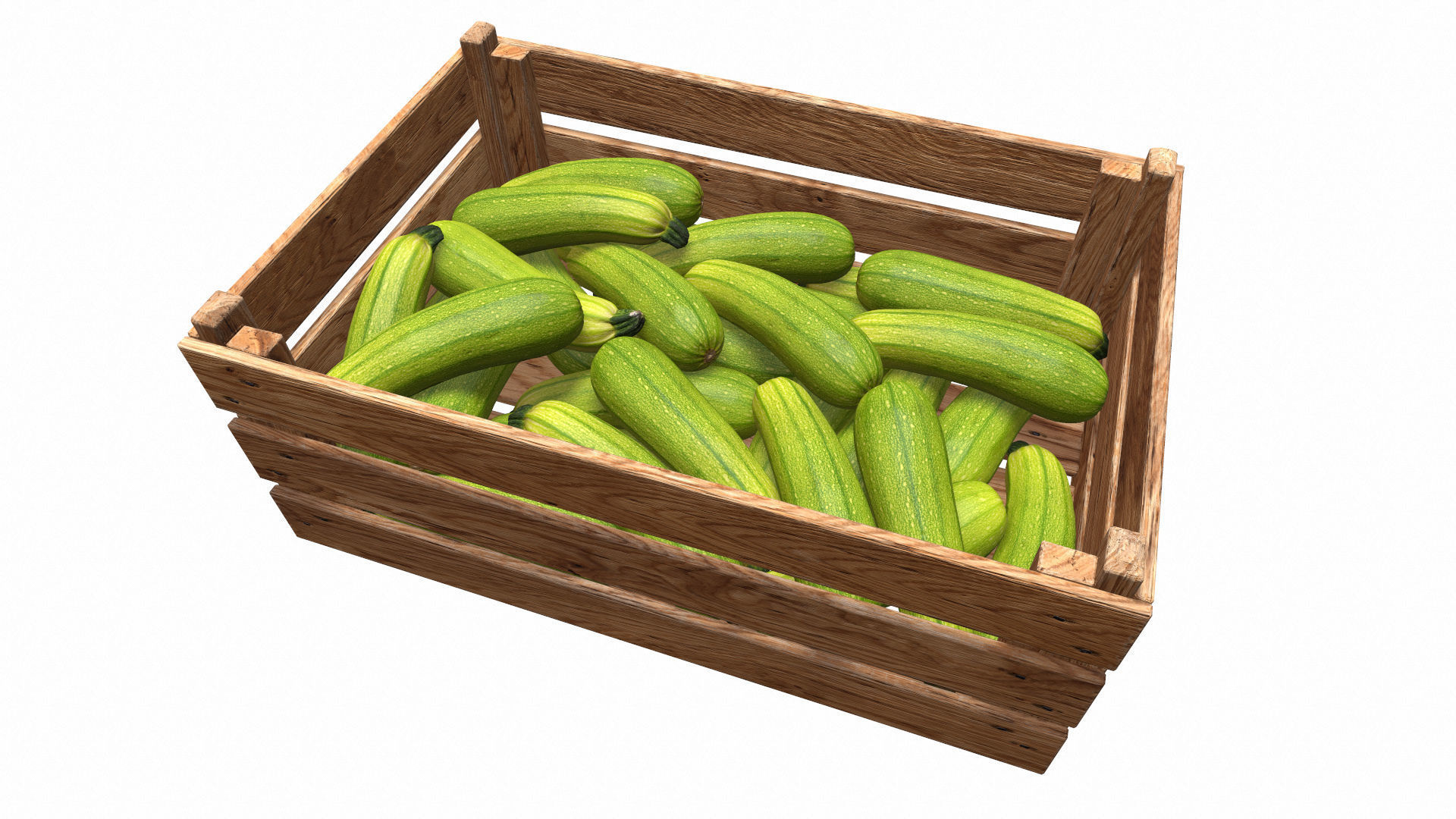 Zucchini in Wooden Crate 3D model Low-poly 3D model_7