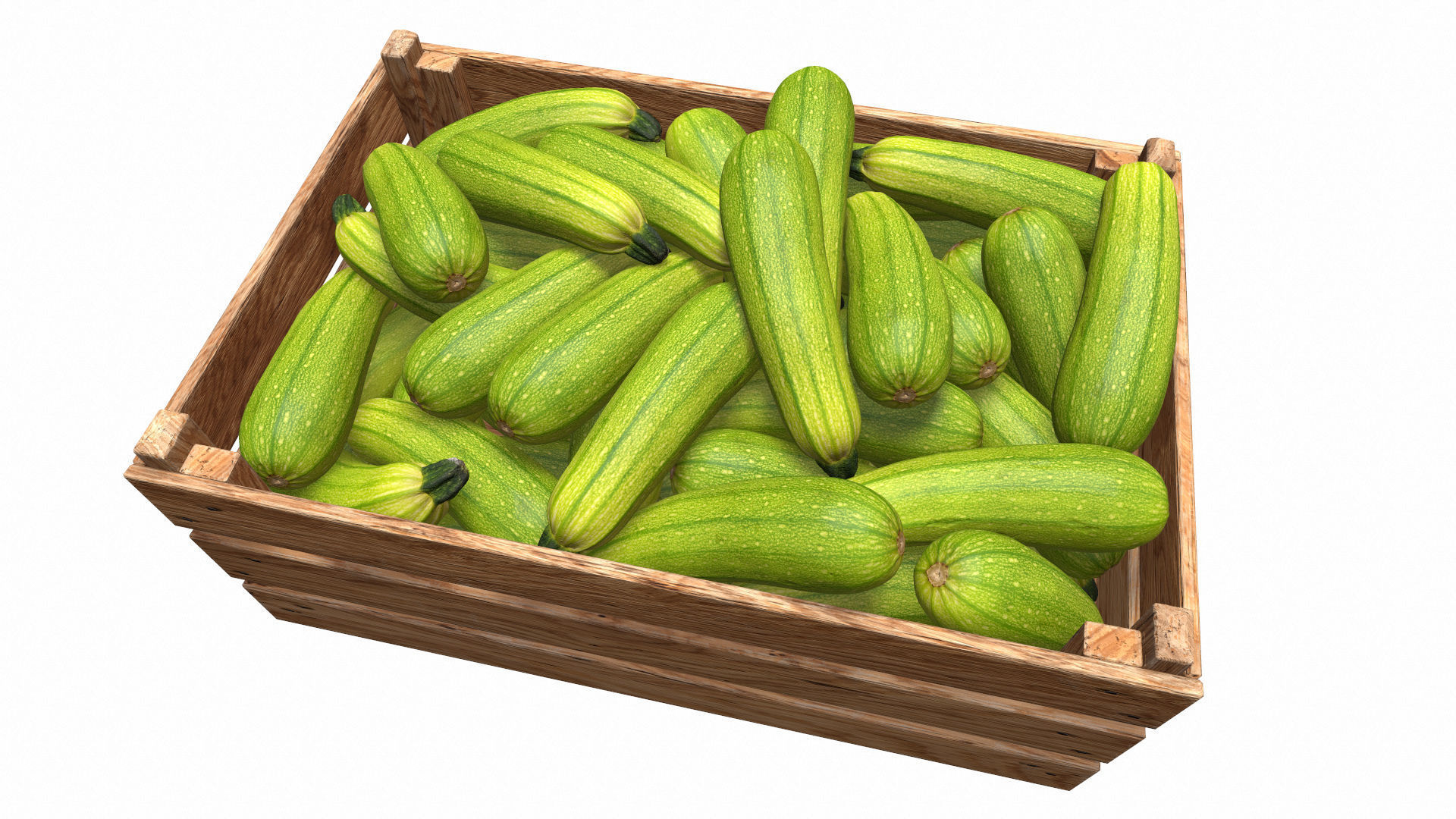 Zucchini in Wooden Crate 3D model Low-poly 3D model_12