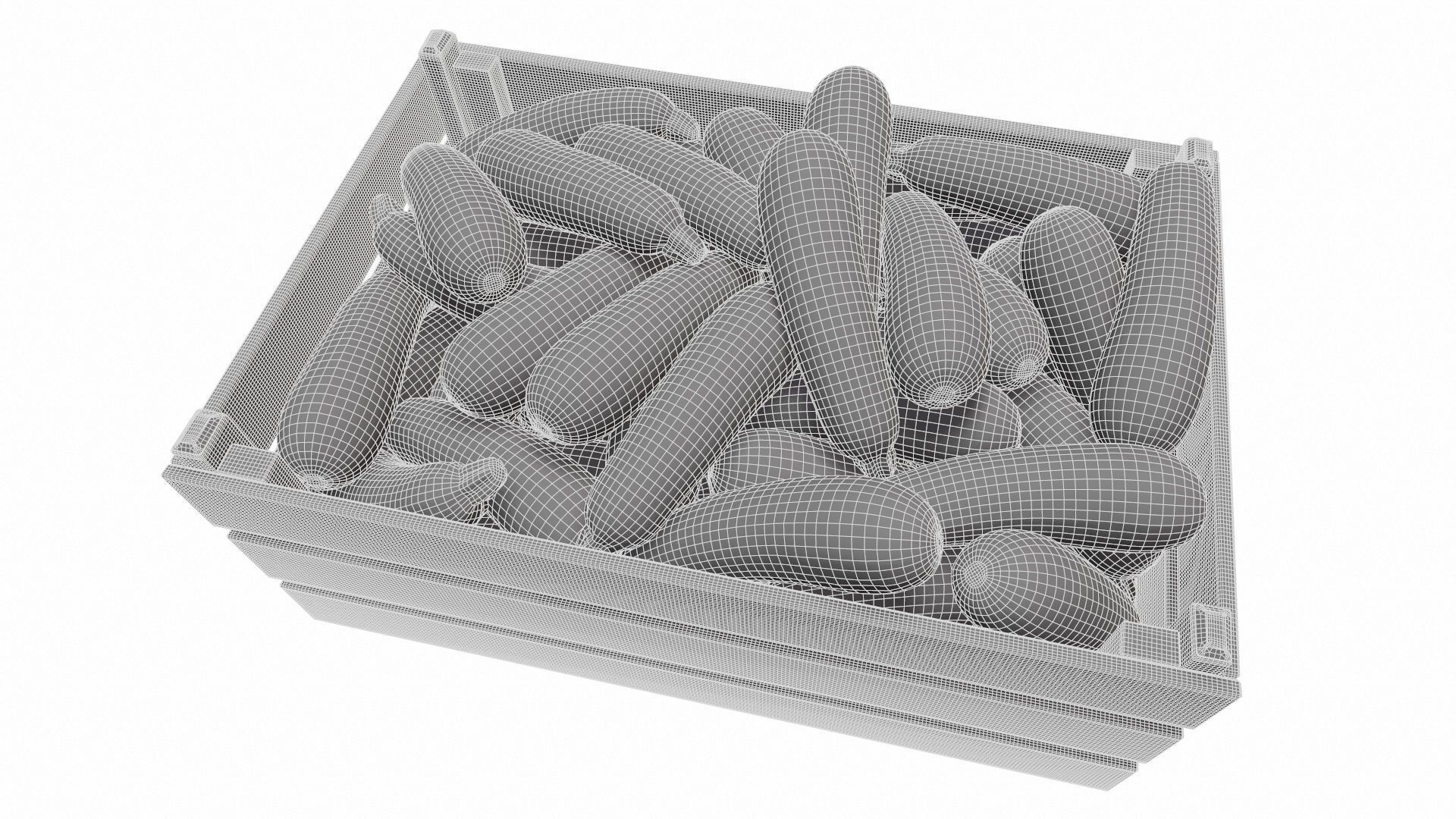 Zucchini in Wooden Crate 3D model Low-poly 3D model_13
