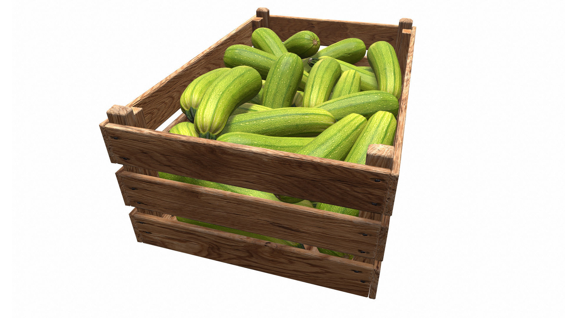 Zucchini in Wooden Crate 3D model Low-poly 3D model_9