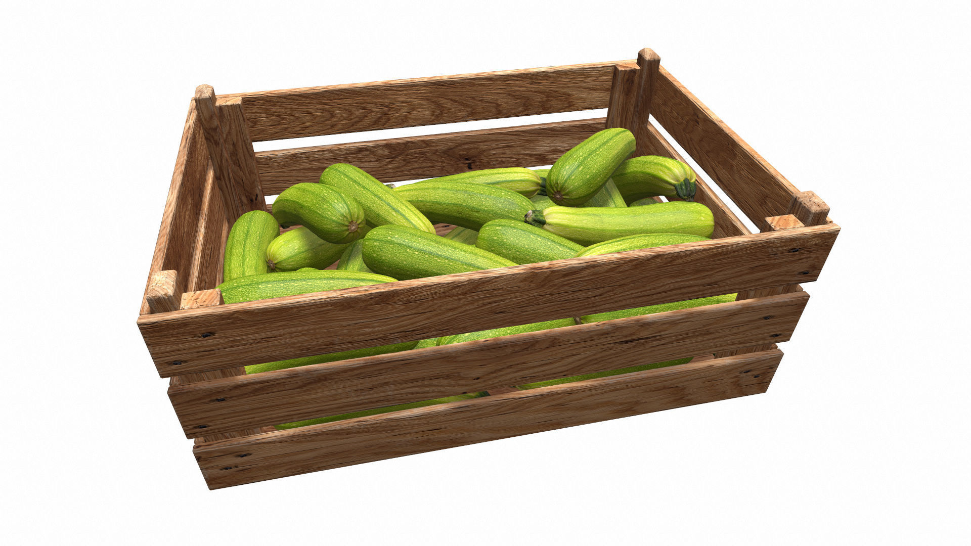 Zucchini in Wooden Crate 3D model Low-poly 3D model_8