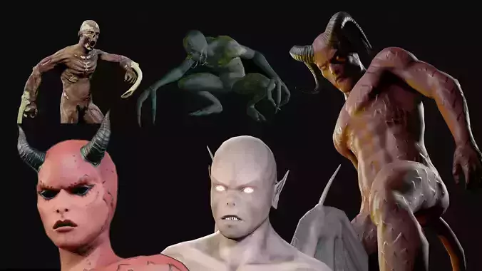 Monsters Devil  Vampire Zombie 3D Model Collection