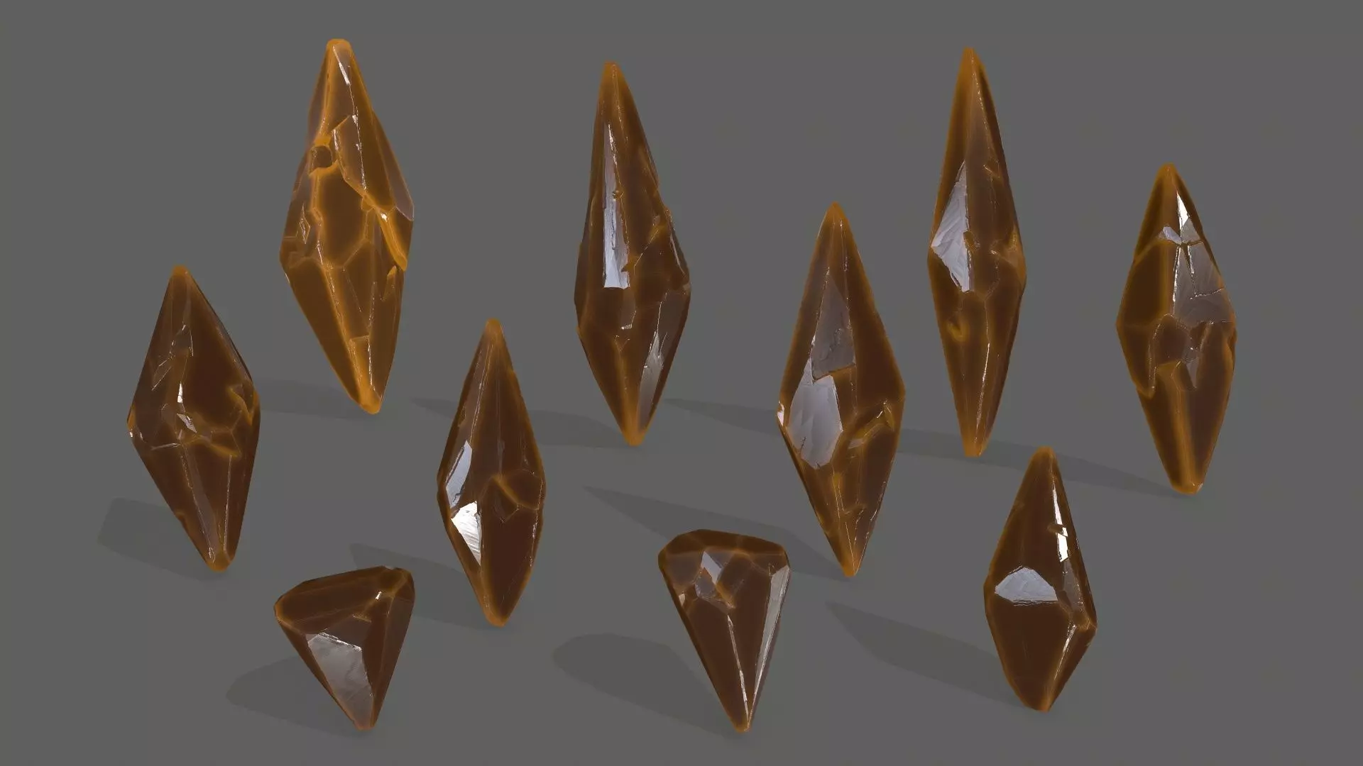 crystal set 3 piece of metal Low-poly 3D model_0