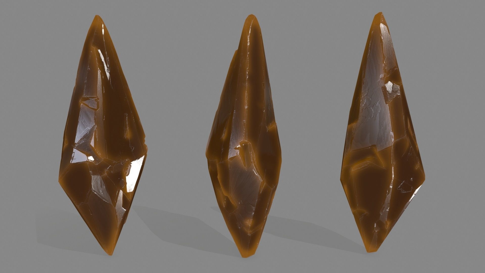 crystal set 3 piece of metal Low-poly 3D model_5