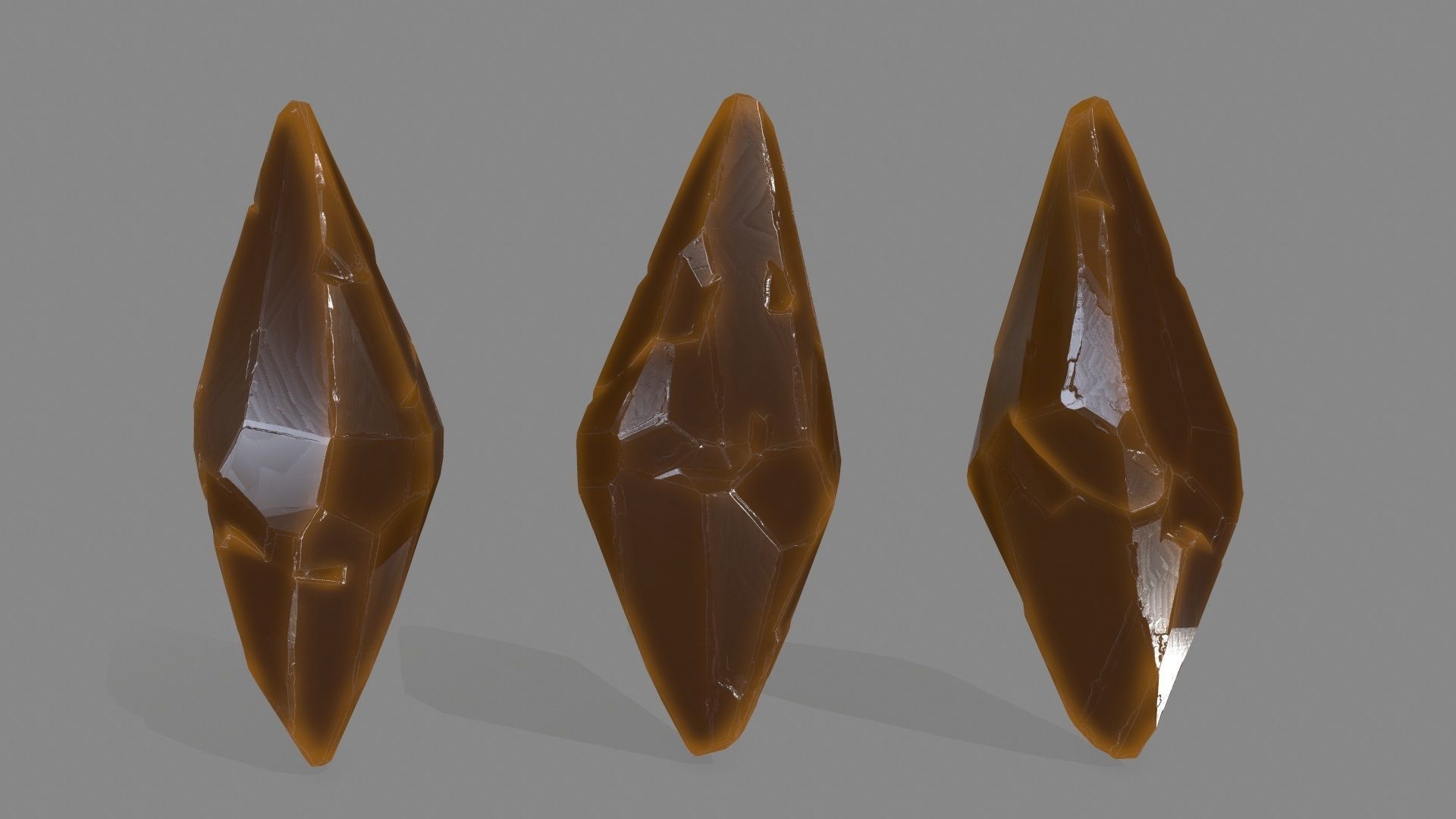 crystal set 3 piece of metal Low-poly 3D model_8