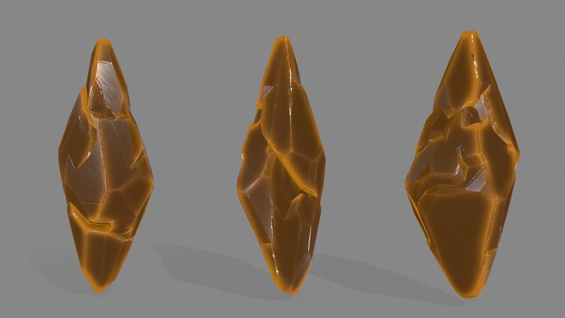 crystal set 3 piece of metal Low-poly 3D model_3