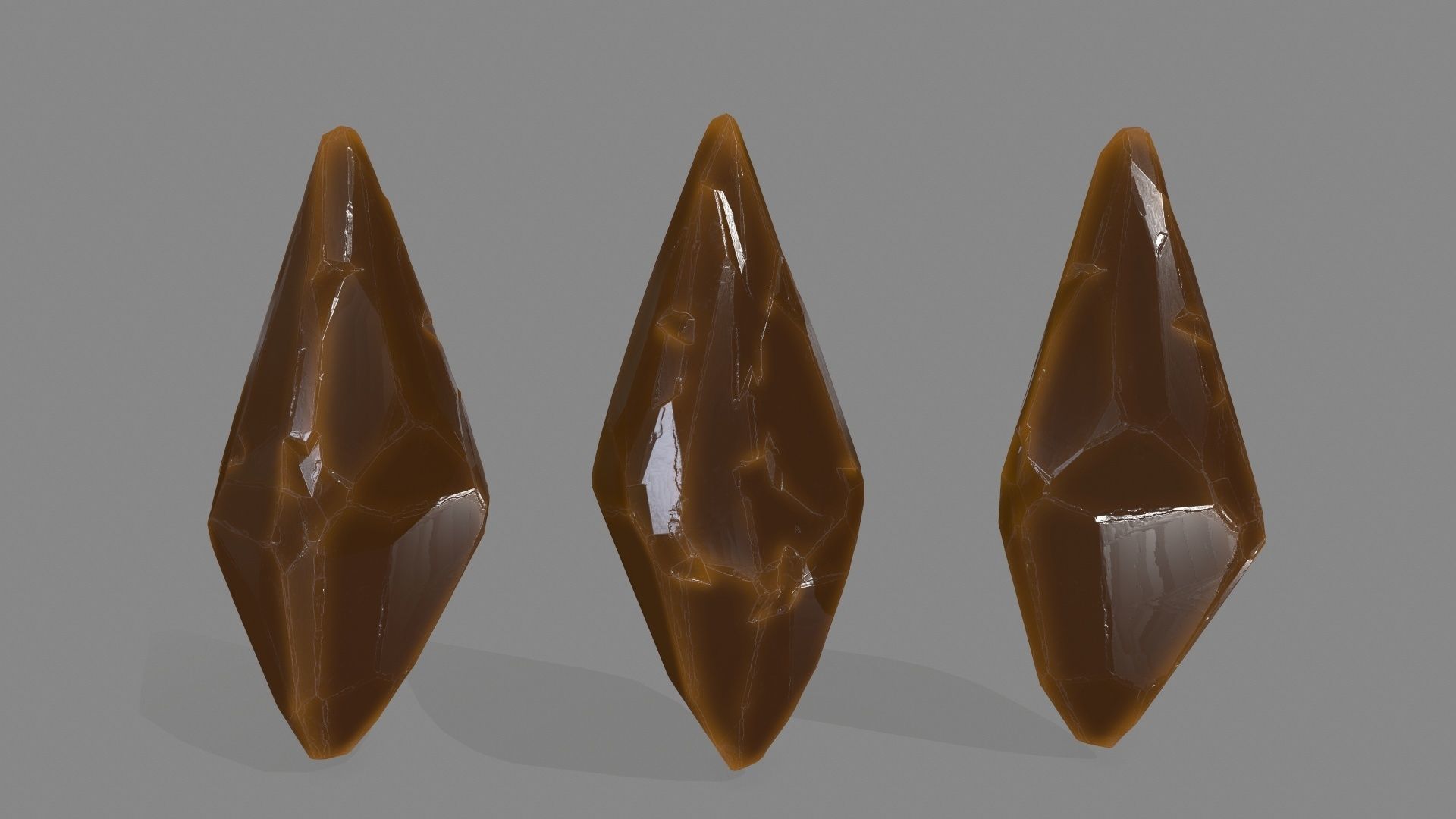 crystal set 3 piece of metal Low-poly 3D model_10