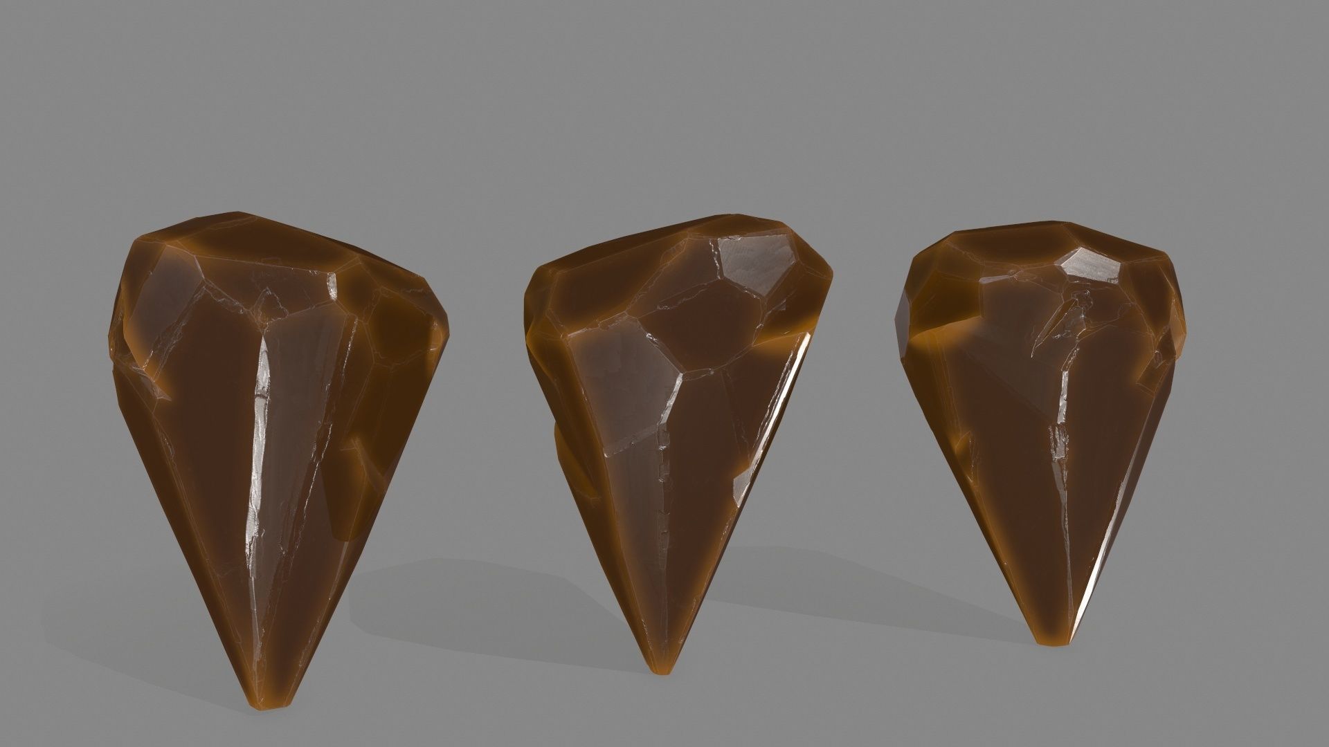 crystal set 3 piece of metal Low-poly 3D model_7