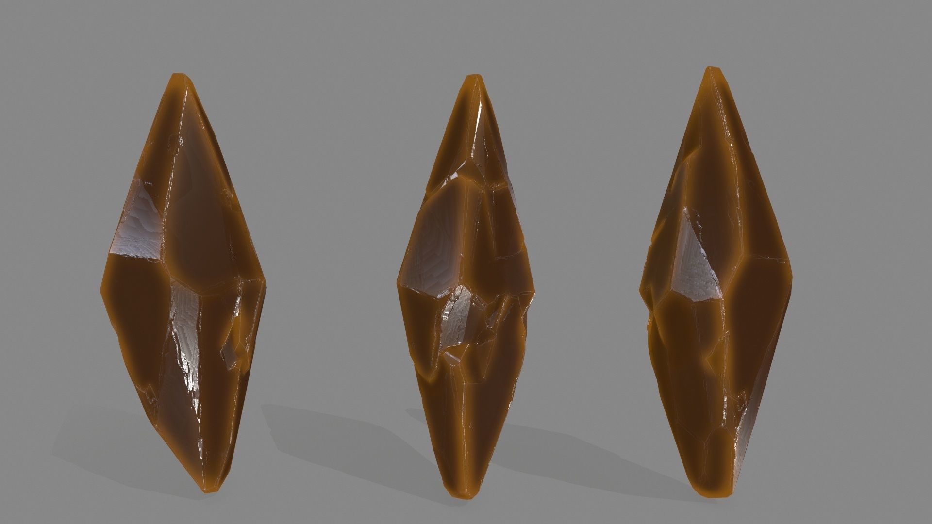 crystal set 3 piece of metal Low-poly 3D model_4