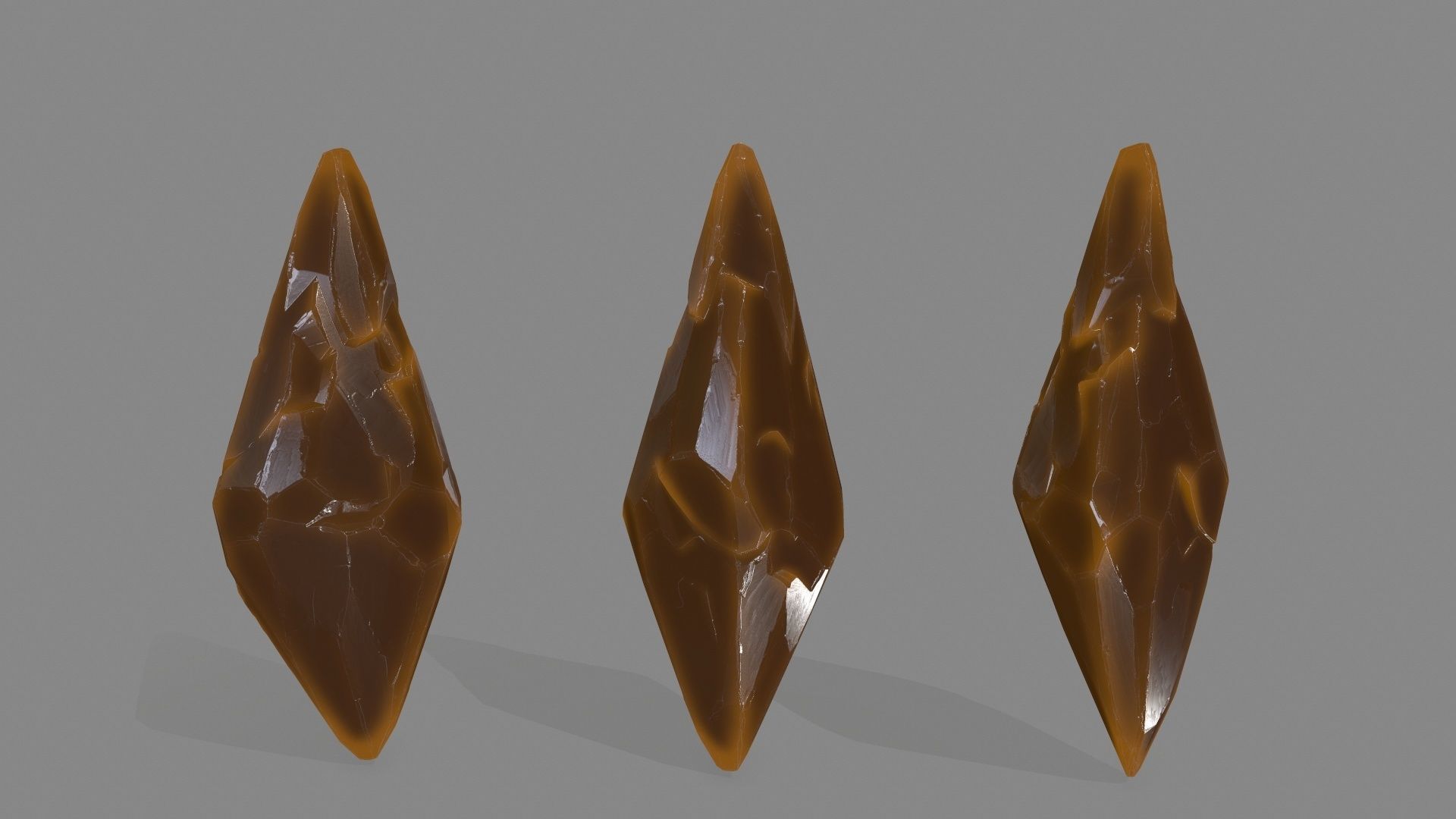 crystal set 3 piece of metal Low-poly 3D model_9