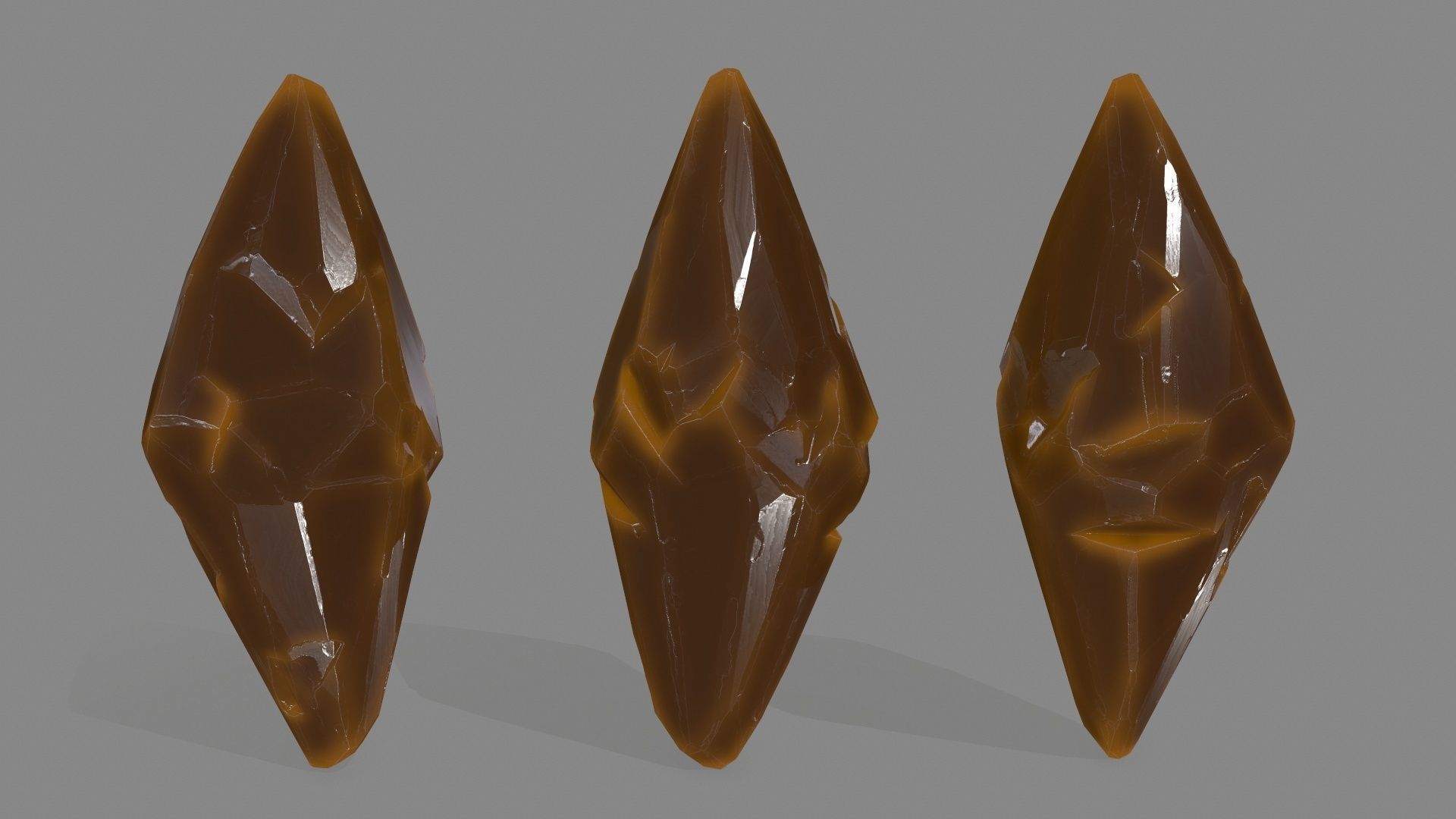 crystal set 3 piece of metal Low-poly 3D model_11