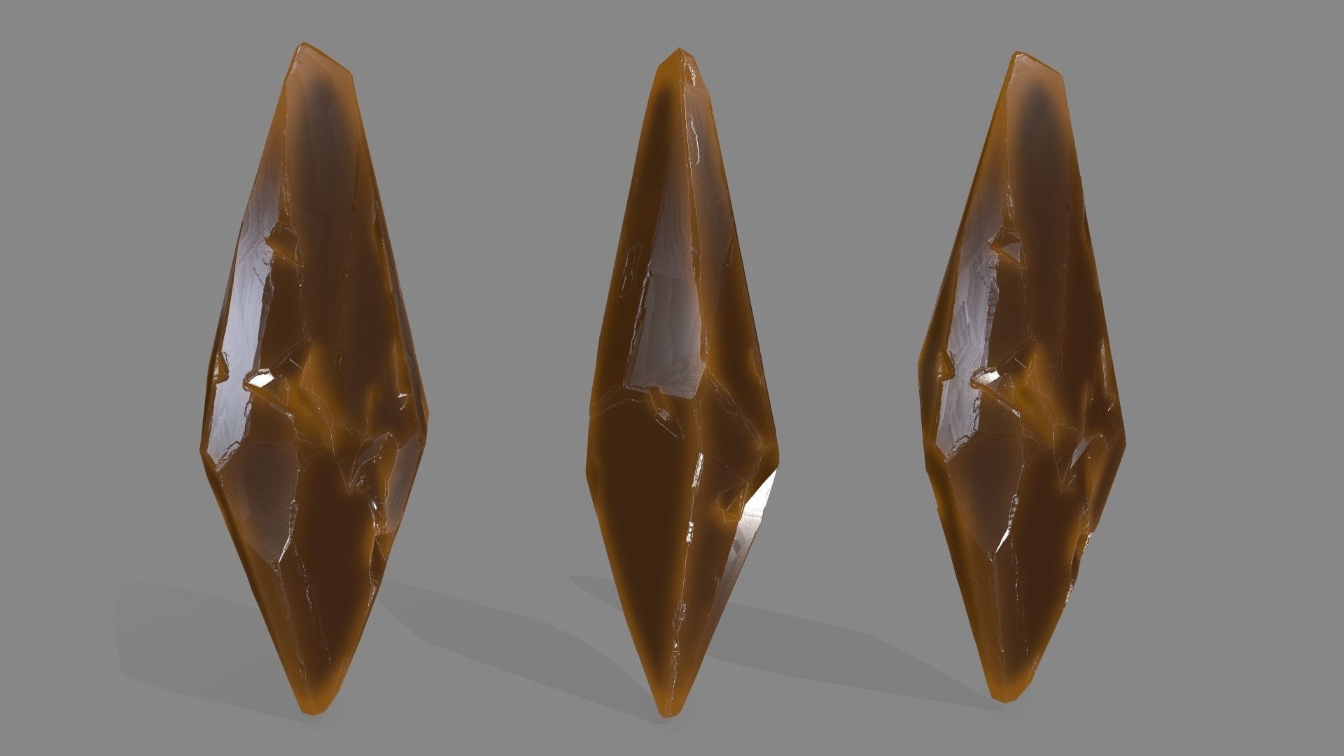 crystal set 3 piece of metal Low-poly 3D model_6