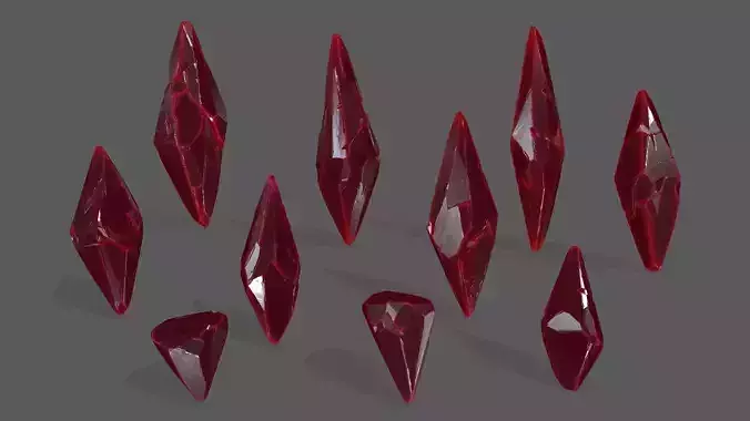 crystal set 4 piece of glass Low-poly 3D model