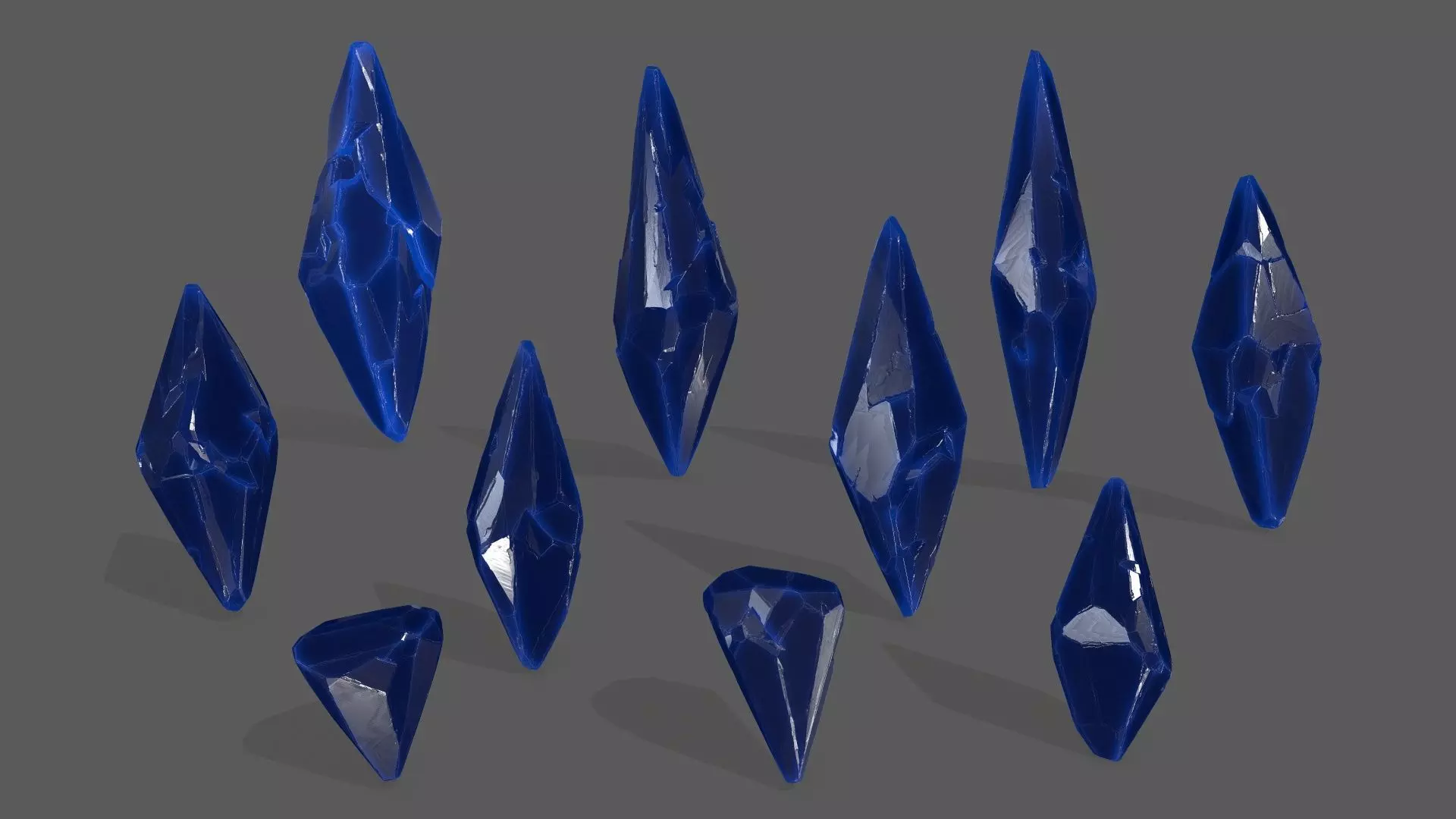 crystal set 5 piece of glass Low-poly 3D model_0