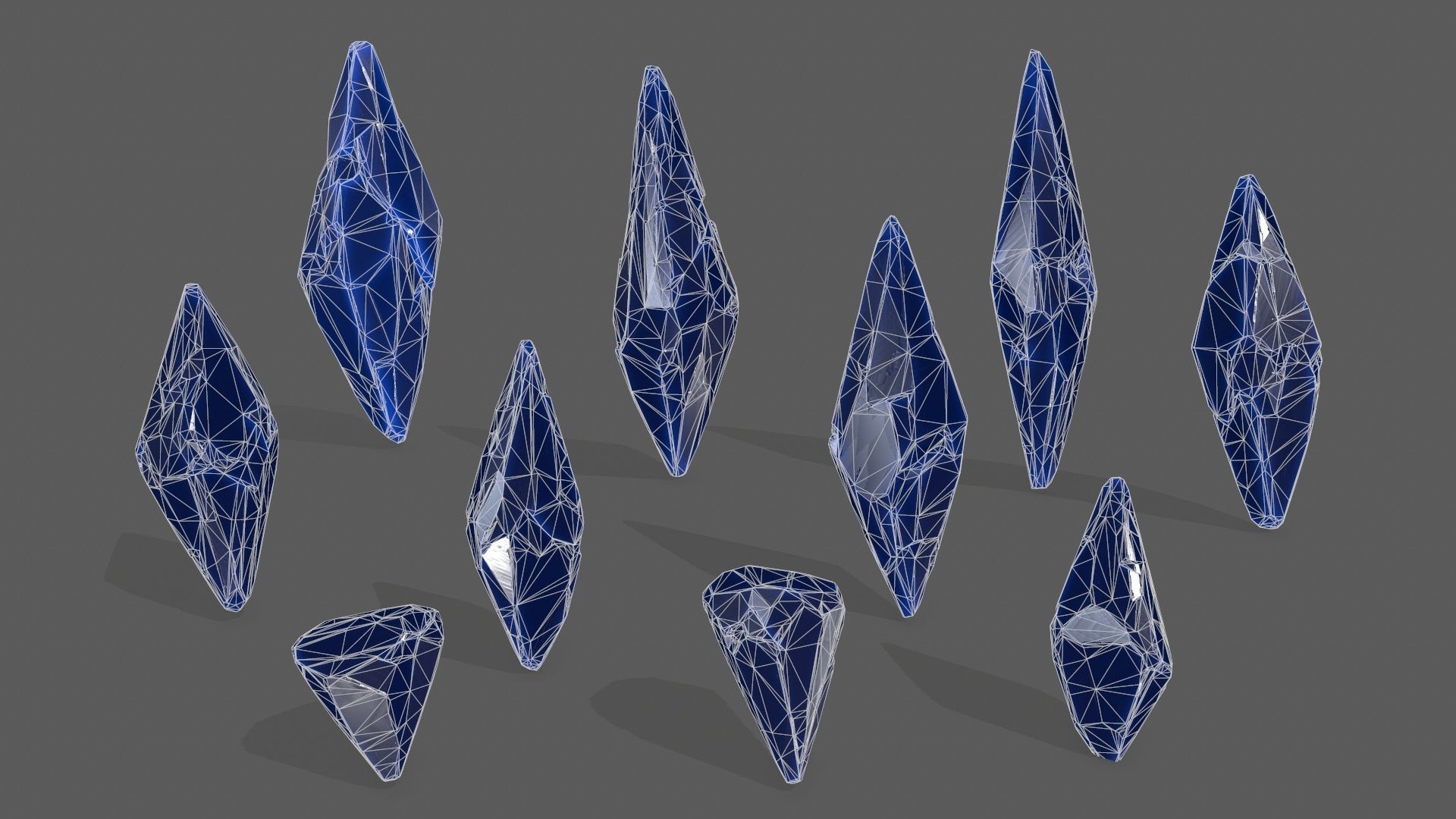 crystal set 5 piece of glass Low-poly 3D model_13