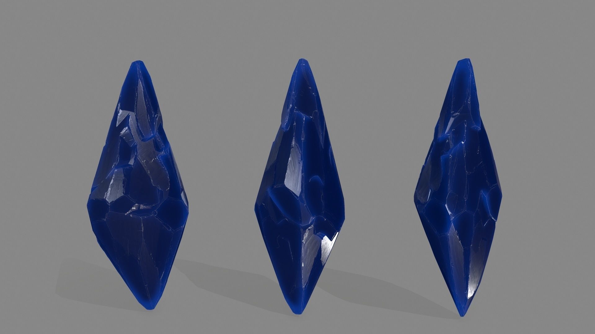 crystal set 5 piece of glass Low-poly 3D model_9