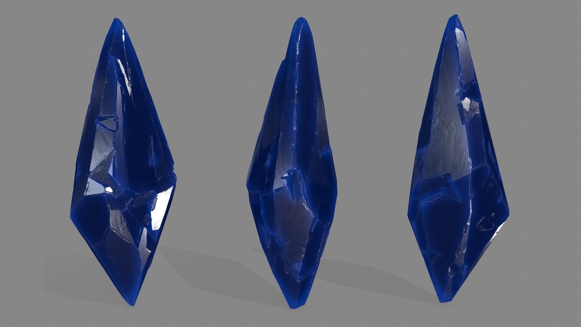 crystal set 5 piece of glass Low-poly 3D model_5