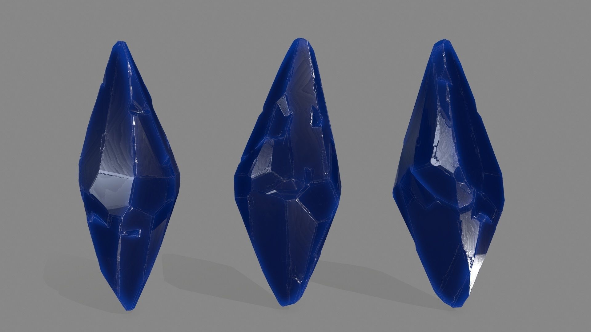 crystal set 5 piece of glass Low-poly 3D model_8