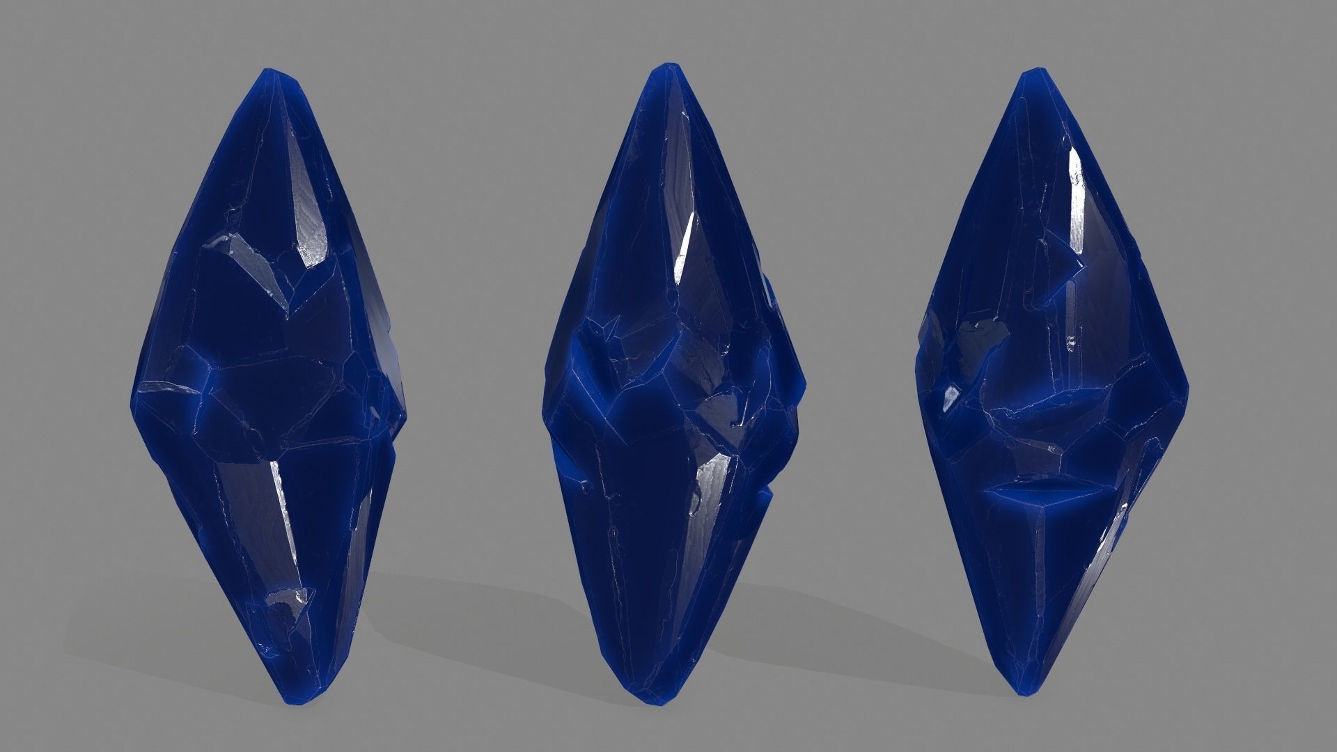 crystal set 5 piece of glass Low-poly 3D model_11