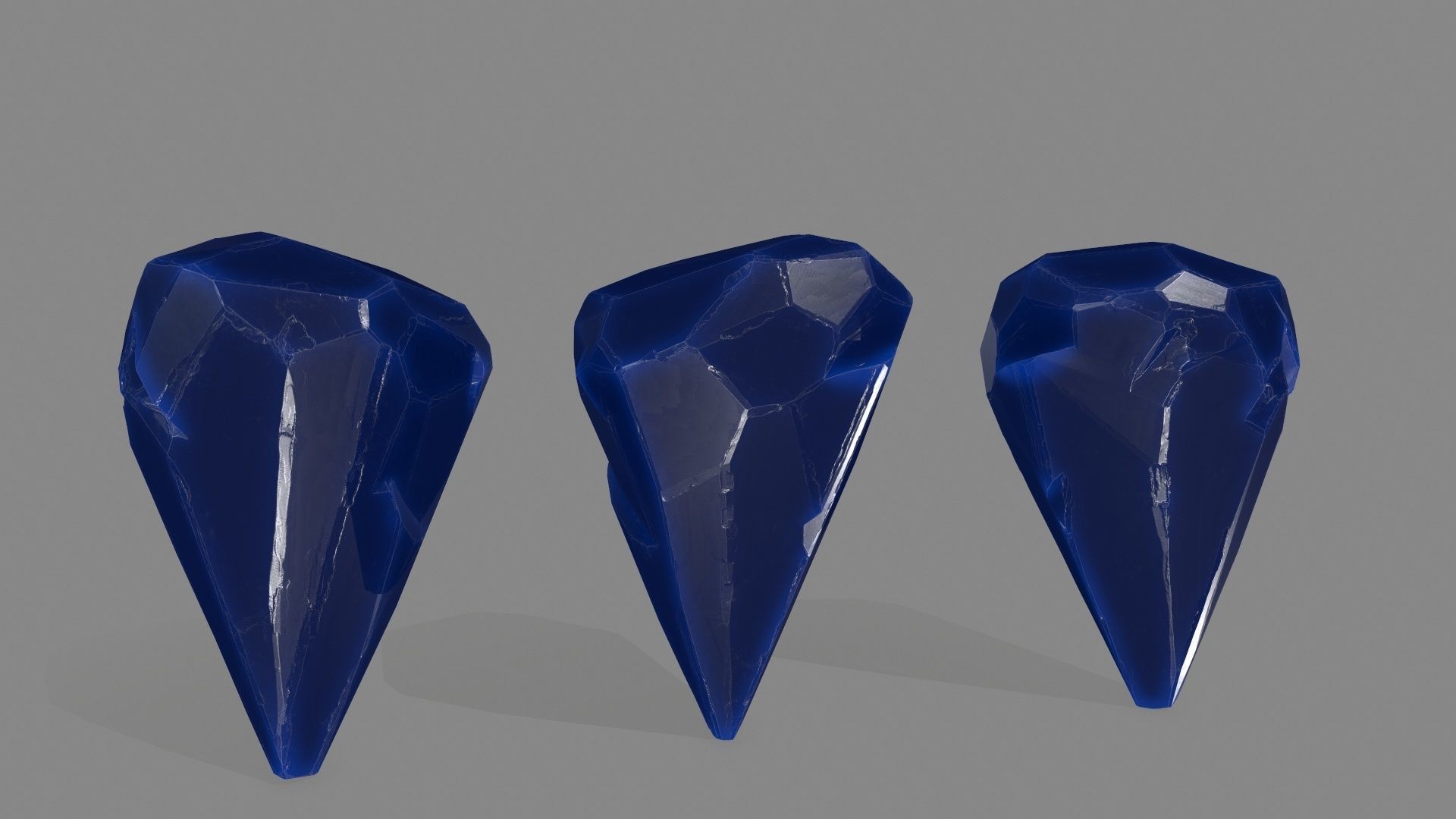 crystal set 5 piece of glass Low-poly 3D model_7