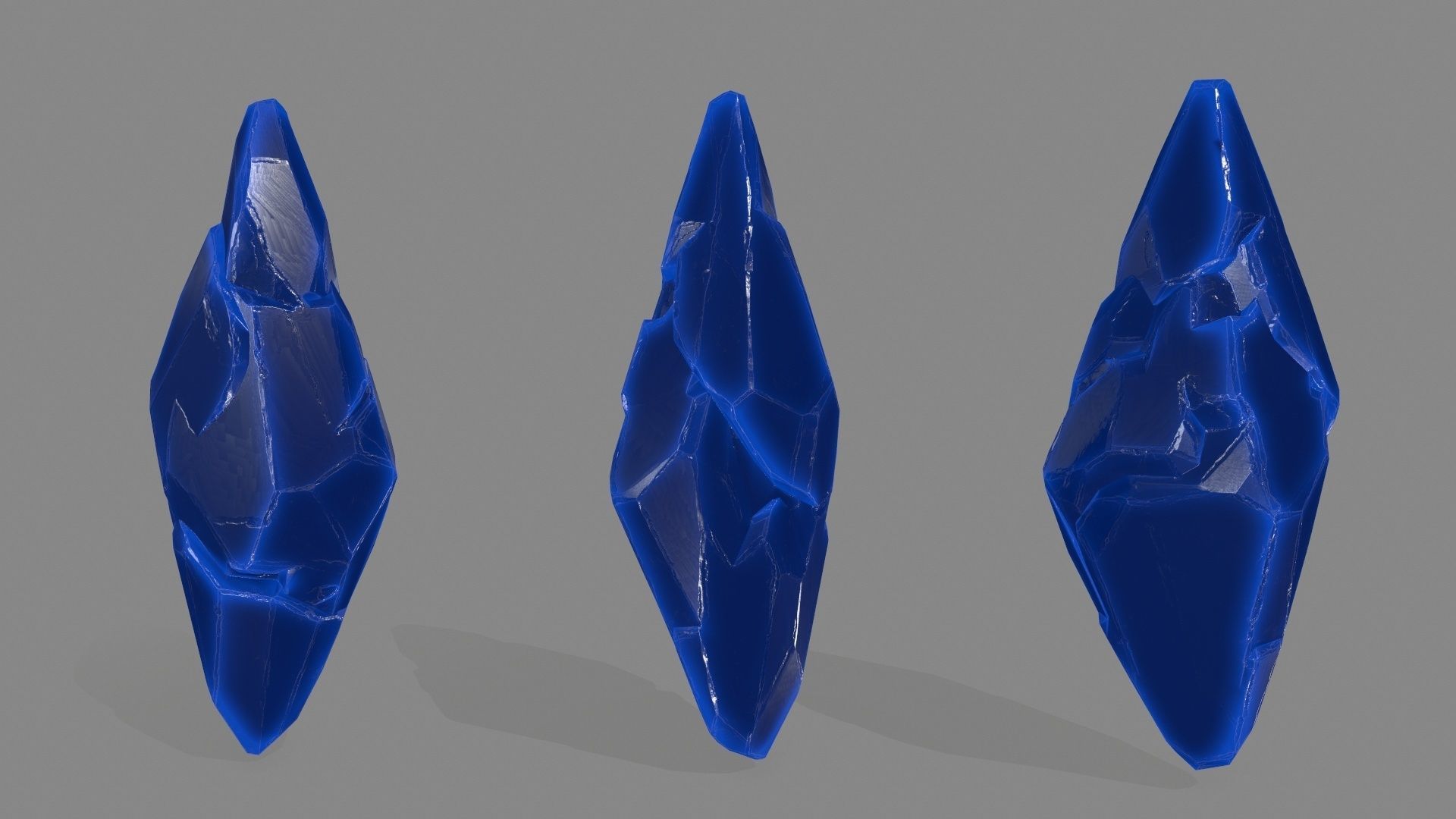 crystal set 5 piece of glass Low-poly 3D model_3