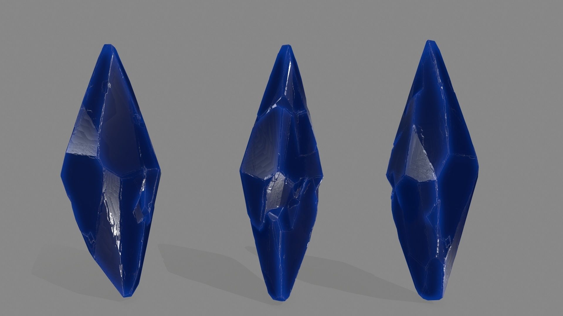 crystal set 5 piece of glass Low-poly 3D model_4