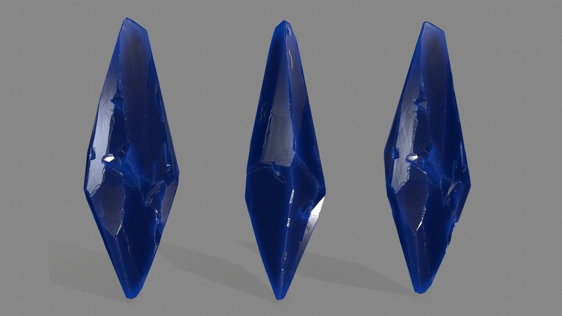 crystal set 5 piece of glass Low-poly 3D model_6