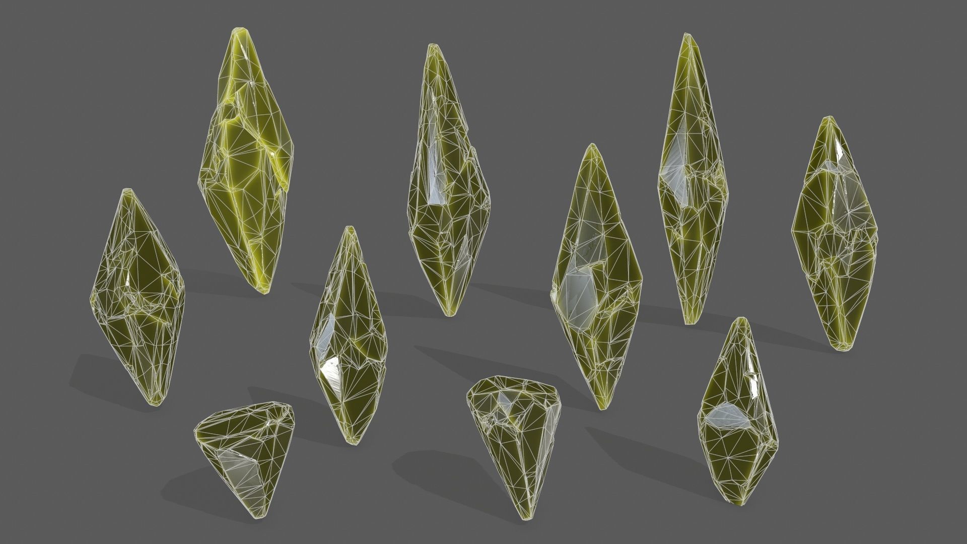 crystal set 6 leaf Low-poly 3D model_13