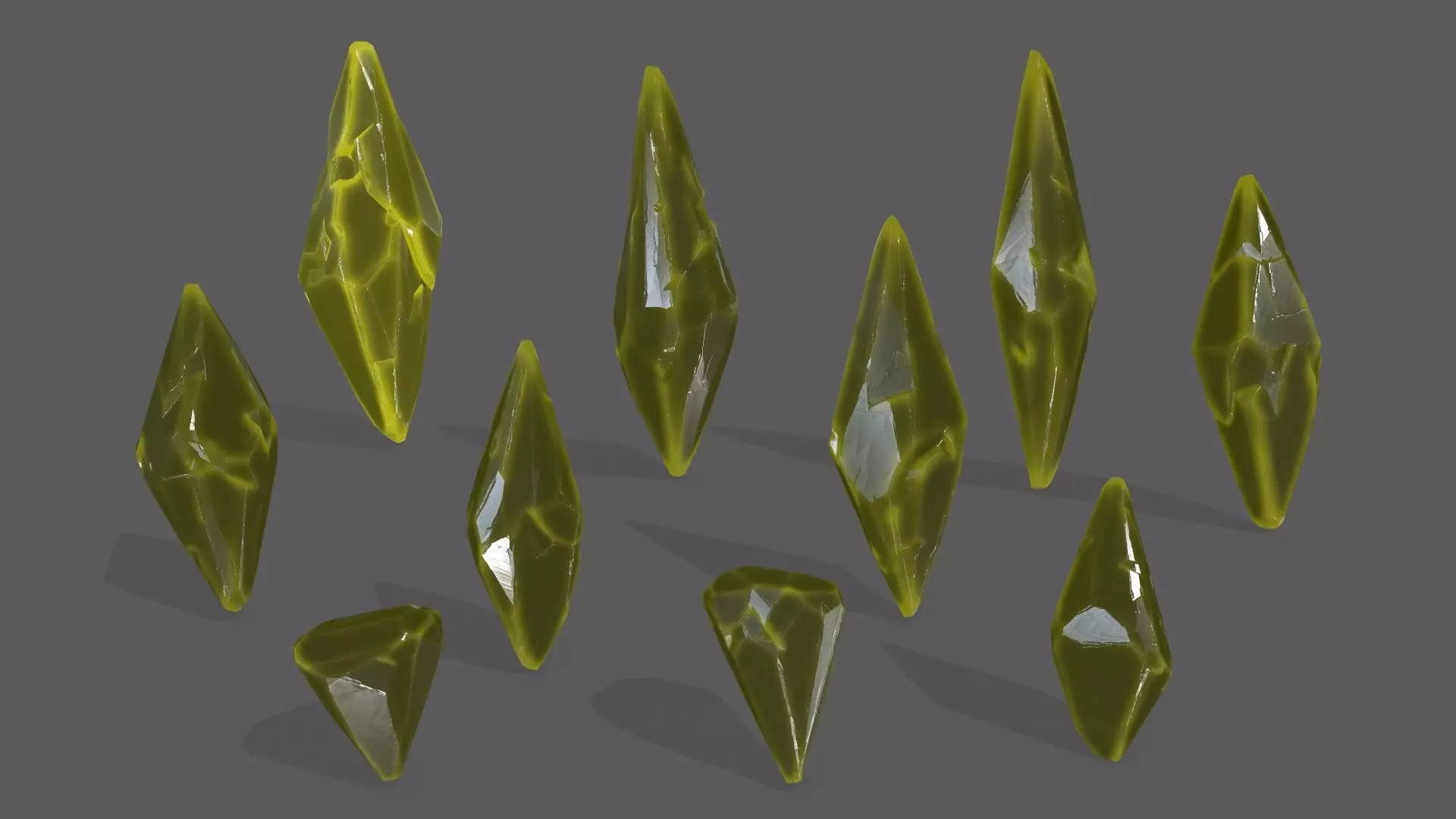 crystal set 6 leaf Low-poly 3D model_0
