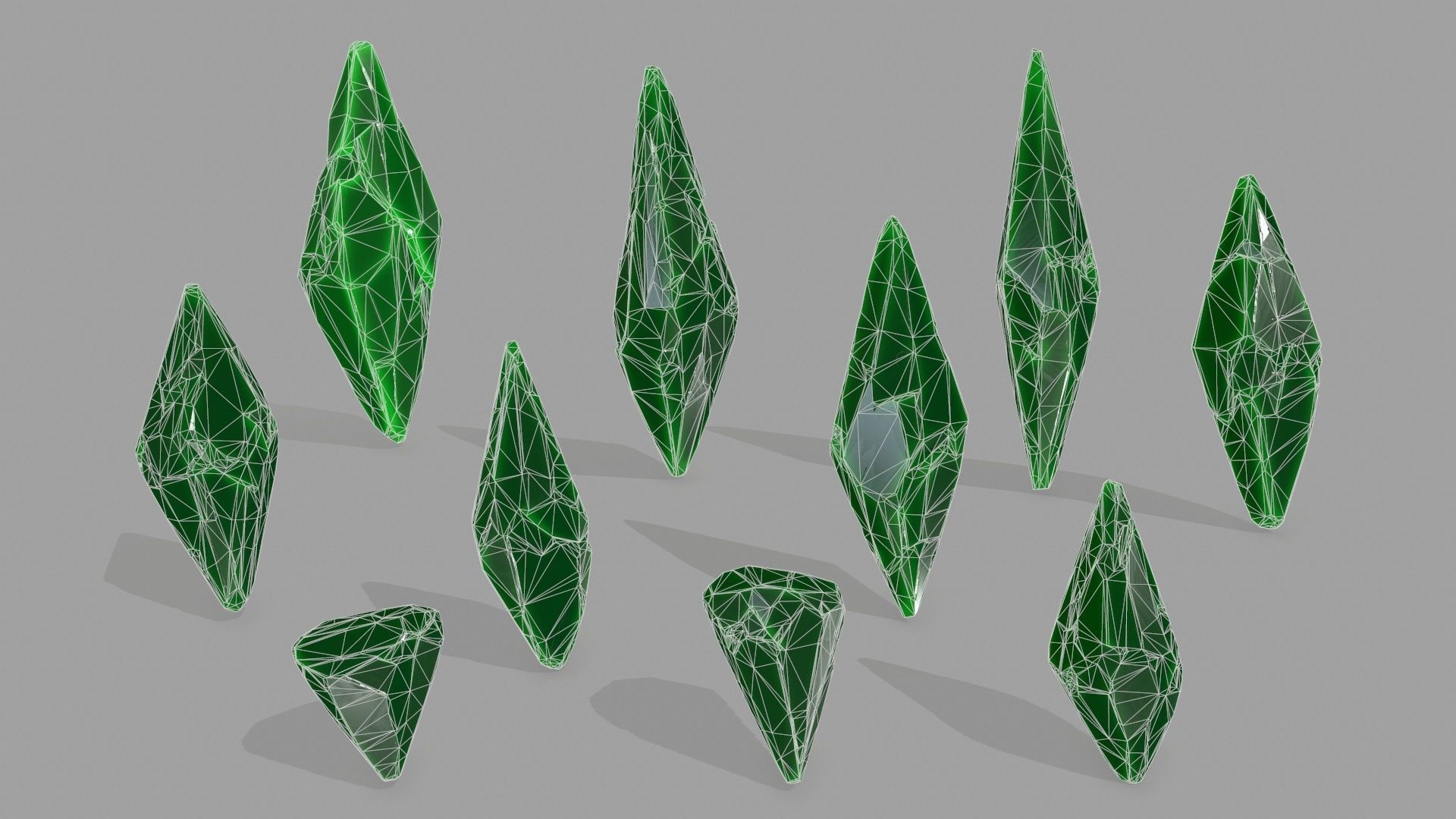 crystal set 8 Low-poly 3D model_13