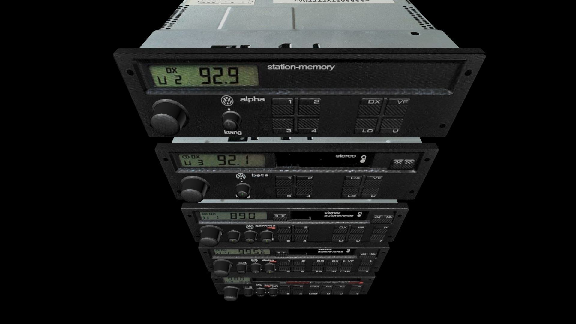 Volkswagen Car Radio Pack Low-poly 3D model_5