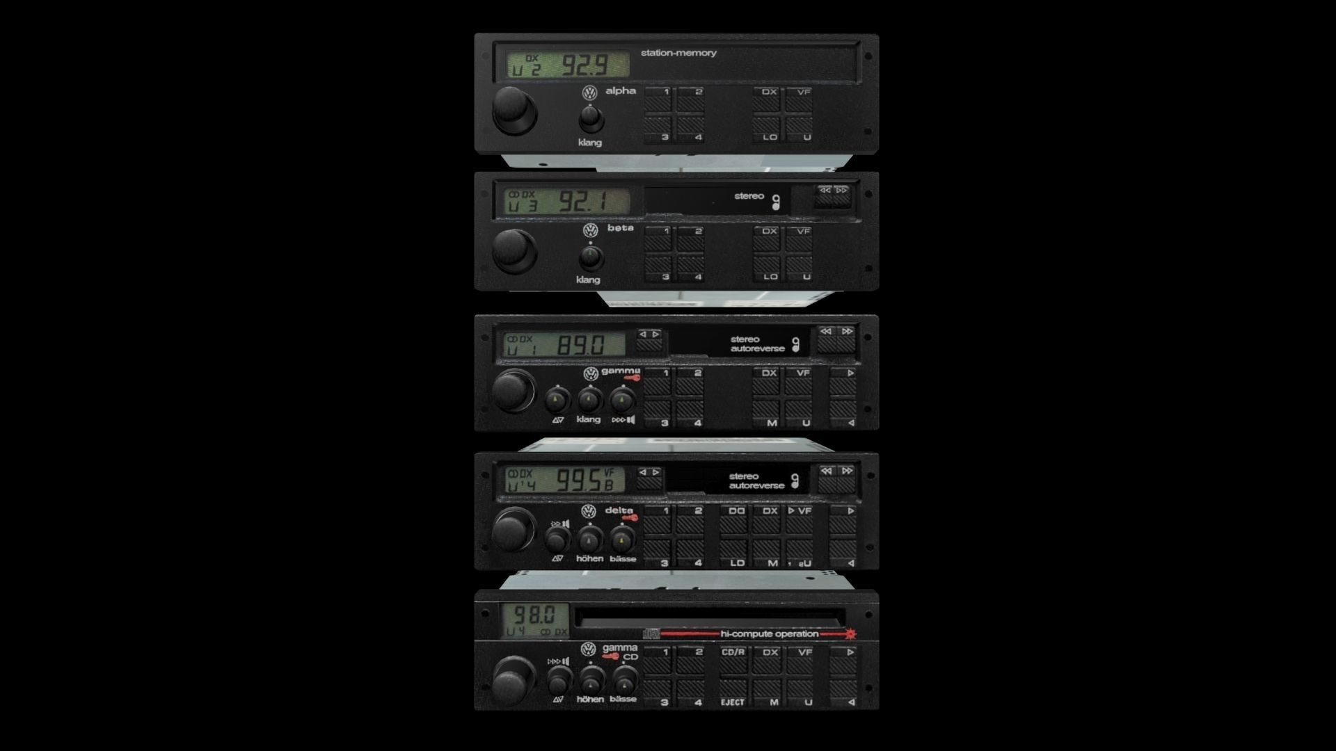 Volkswagen Car Radio Pack Low-poly 3D model_4