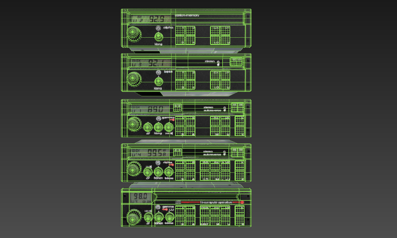 Volkswagen Car Radio Pack Low-poly 3D model_12