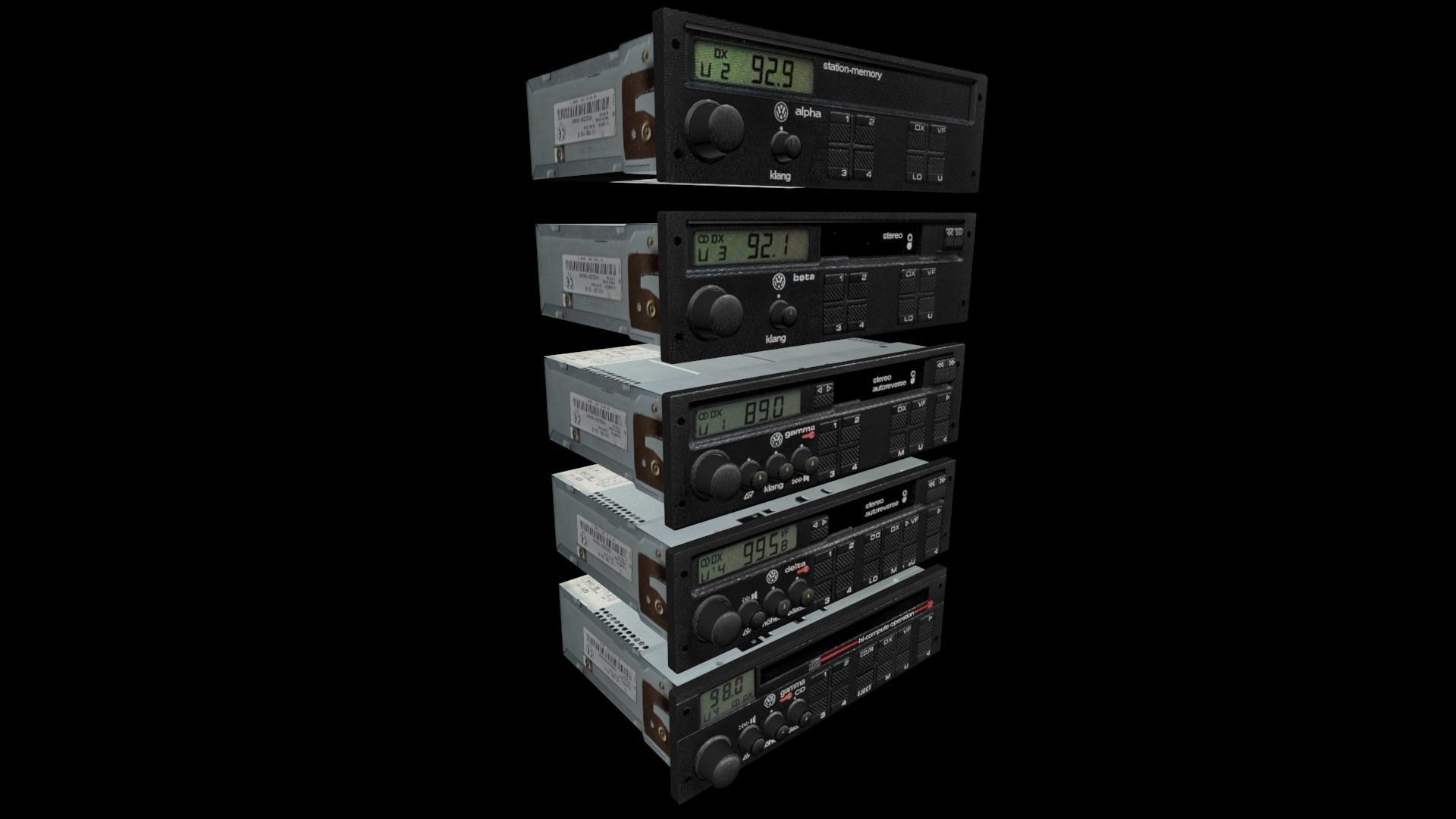 Volkswagen Car Radio Pack Low-poly 3D model_3