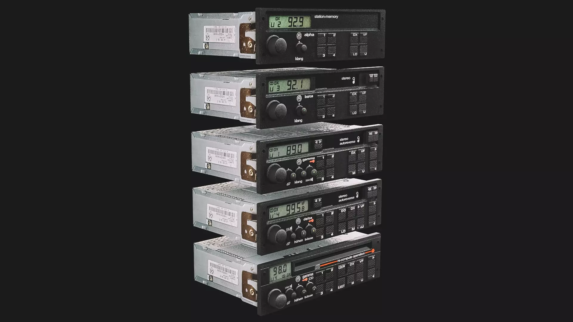 Volkswagen Car Radio Pack Low-poly 3D model_0