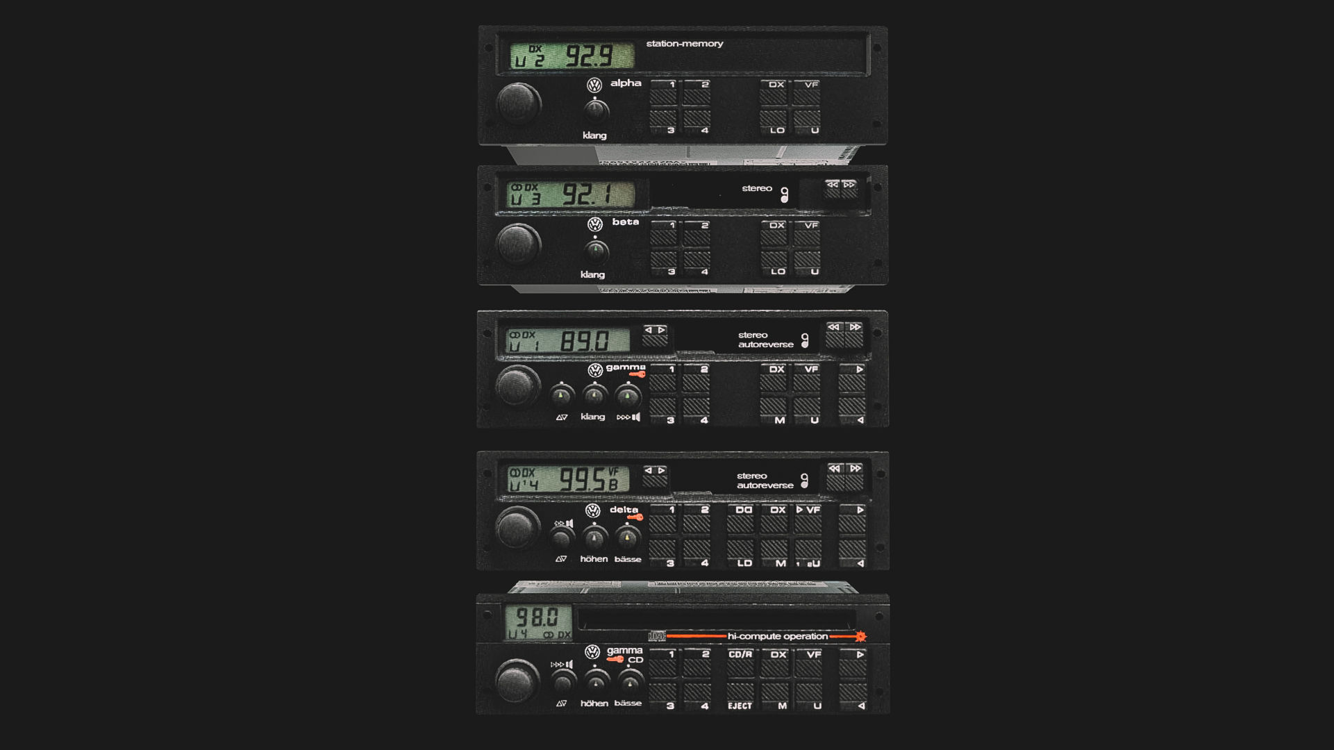 Volkswagen Car Radio Pack Low-poly 3D model_1