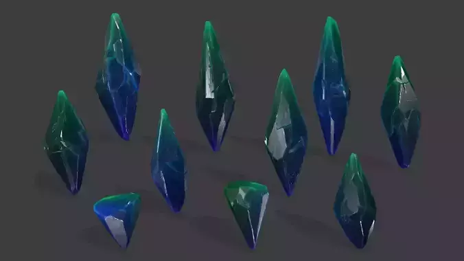 crystal set of crystals Low-poly 3D model