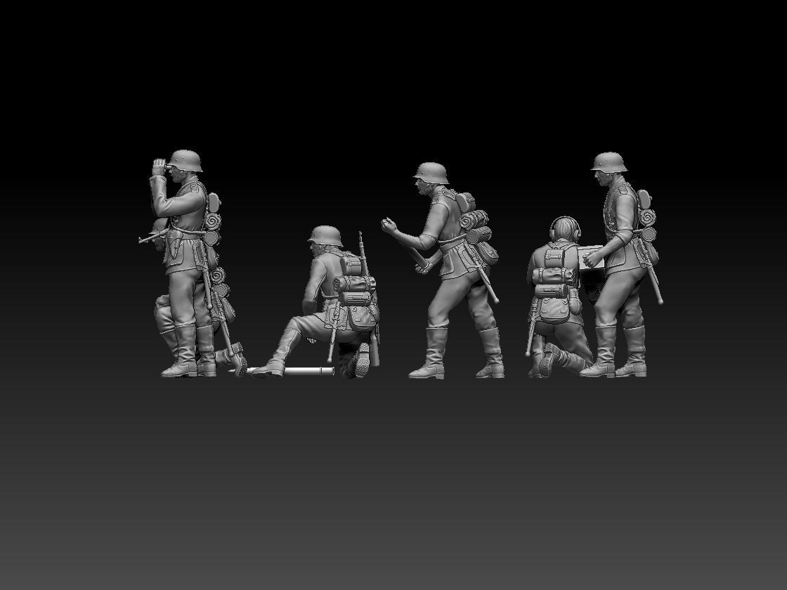 German artillery crew 3D print model_3